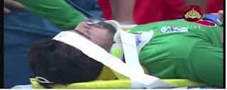 Ahmad Shazad injured and back to the field, The huge collision of players at Queen’s park in 2nd T20