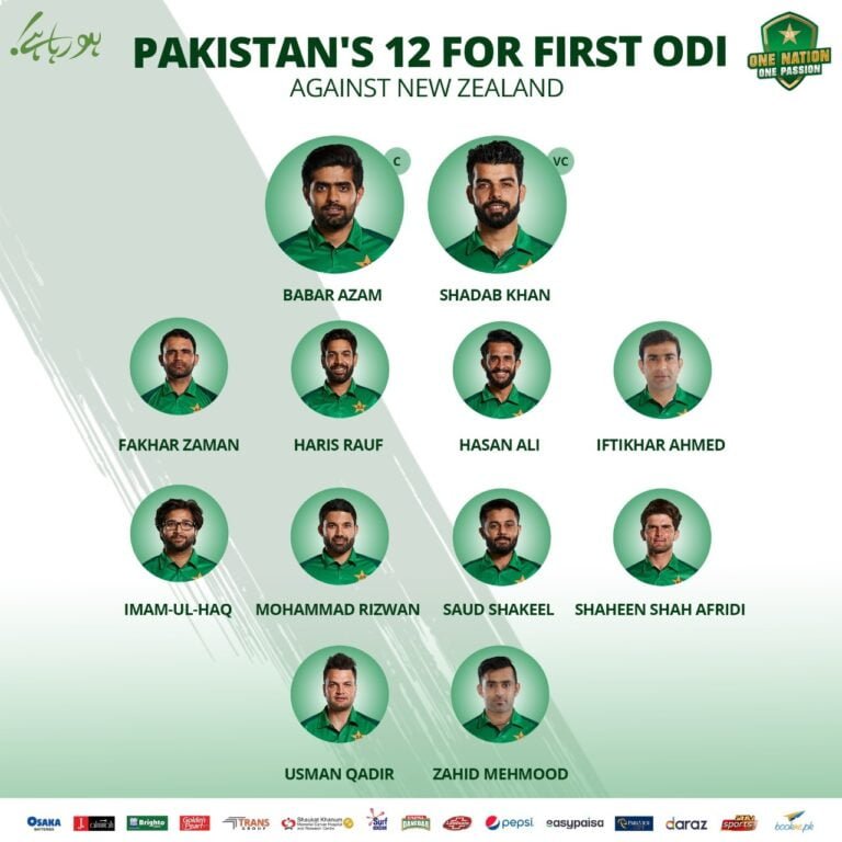Pakistan Team for First ODI announced, Usman Qadir and Zahid Mahmood included in 12 players team