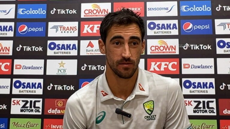 Mitchell Starc asking the Curator where is green grass?